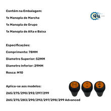 Carregar imagem no visualizador da galeria, Kit Manoplas 3 Marchas, Alta e Baixa e Reduzida - 6234502, 6234500 e 6234503