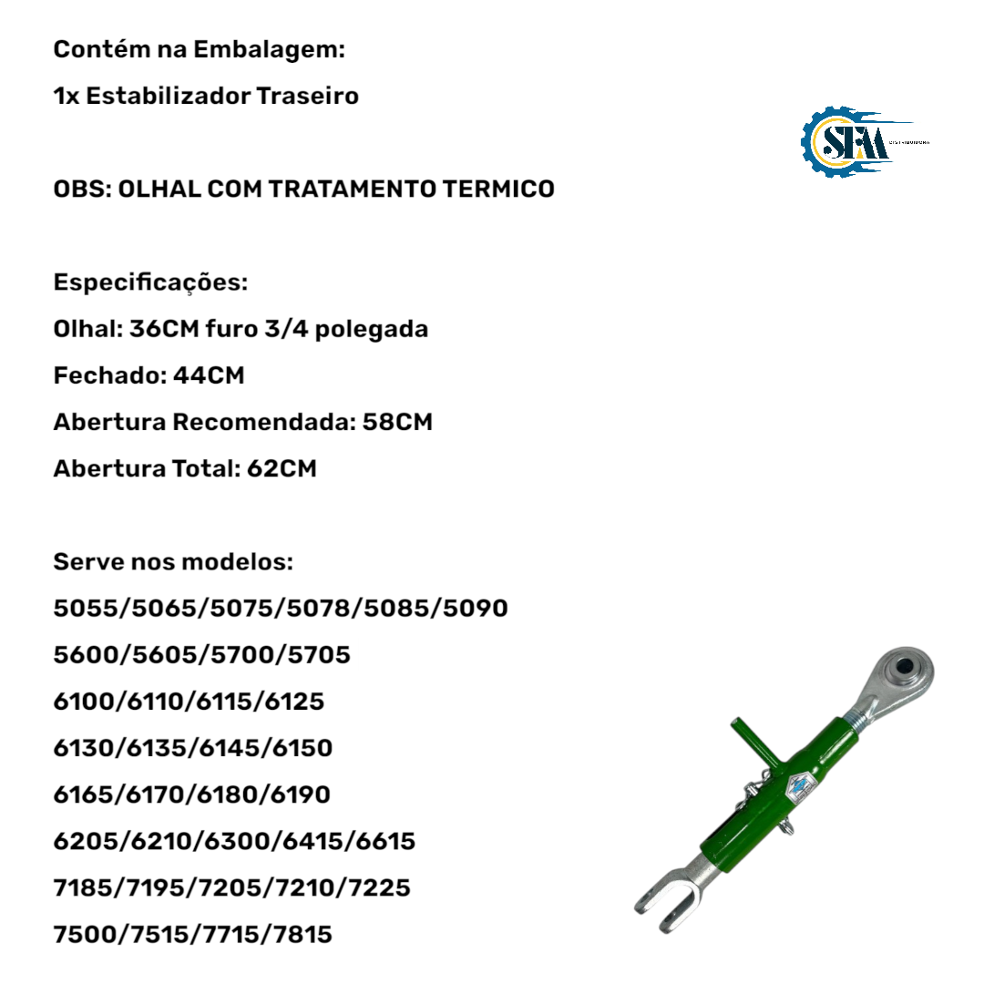 Estabilizador Traseiro Trator John Deere 5055/5065/5075/5078/5085/5090/5600/5605/5700/5705 6100/6110/6115/6125/6130/6135