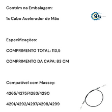 Carregar imagem no visualizador da galeria, Cabo do Acelerador de mão 113,cm - 6263711
