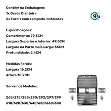 Carregar imagem no visualizador da galeria, Kit Grade Dianteira e faroís com lâmpadas - 022622 e 3410451
