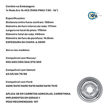 Carregar imagem no visualizador da galeria, Roda Aro 16 6 Furos 5.50X16 6FX152,4 1/4 - 488334
