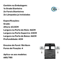 Carregar imagem no visualizador da galeria, Kit Grade Dianteira e faroís com lâmpadas - 83118400 e 80648900
