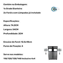 Carregar imagem no visualizador da galeria, Kit Grade Dianteira e faroís com lâmpadas - 80497300 / 230050
