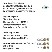 Carregar imagem no visualizador da galeria, Kit discos de freios banhado a óleo com guarnição - 1860965 / 1860964 e 83326500
