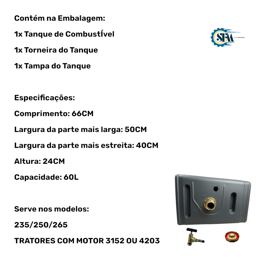 Tanque de combustível com torneira e tampa - 2800230 / 490353 e 3149550