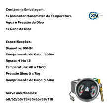 Carregar imagem no visualizador da galeria, Kit Marcador da Temperatura de Agua e Pressão de Oleo com Cano - 213140 e 213131
