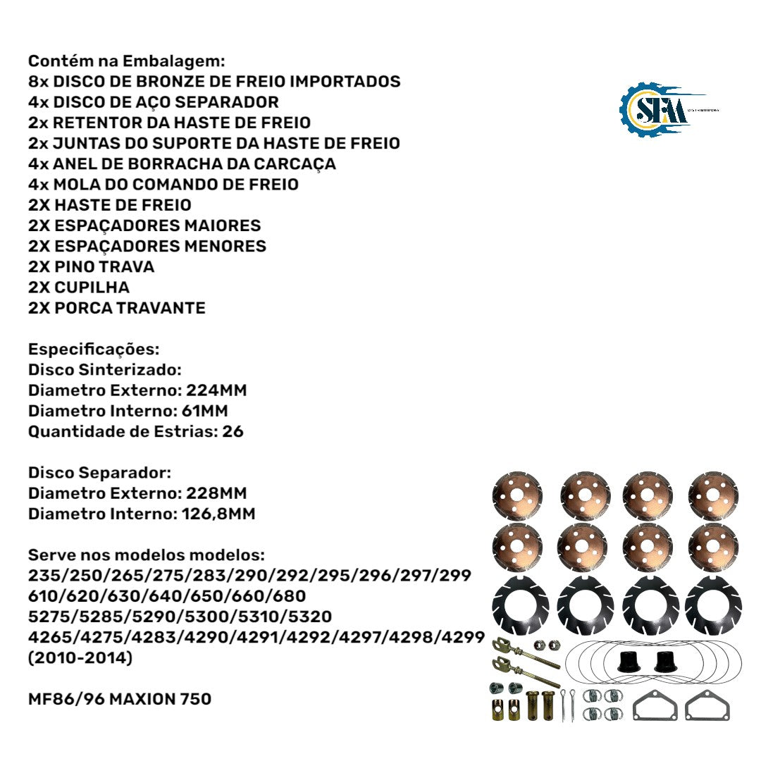 Kit Completo disco de freio banhado a óleo - 1860964 e 1860965