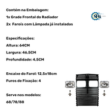 Carregar imagem no visualizador da galeria, Kit Grade Dianteira e faroís com lâmpada - 234030 e 230050
